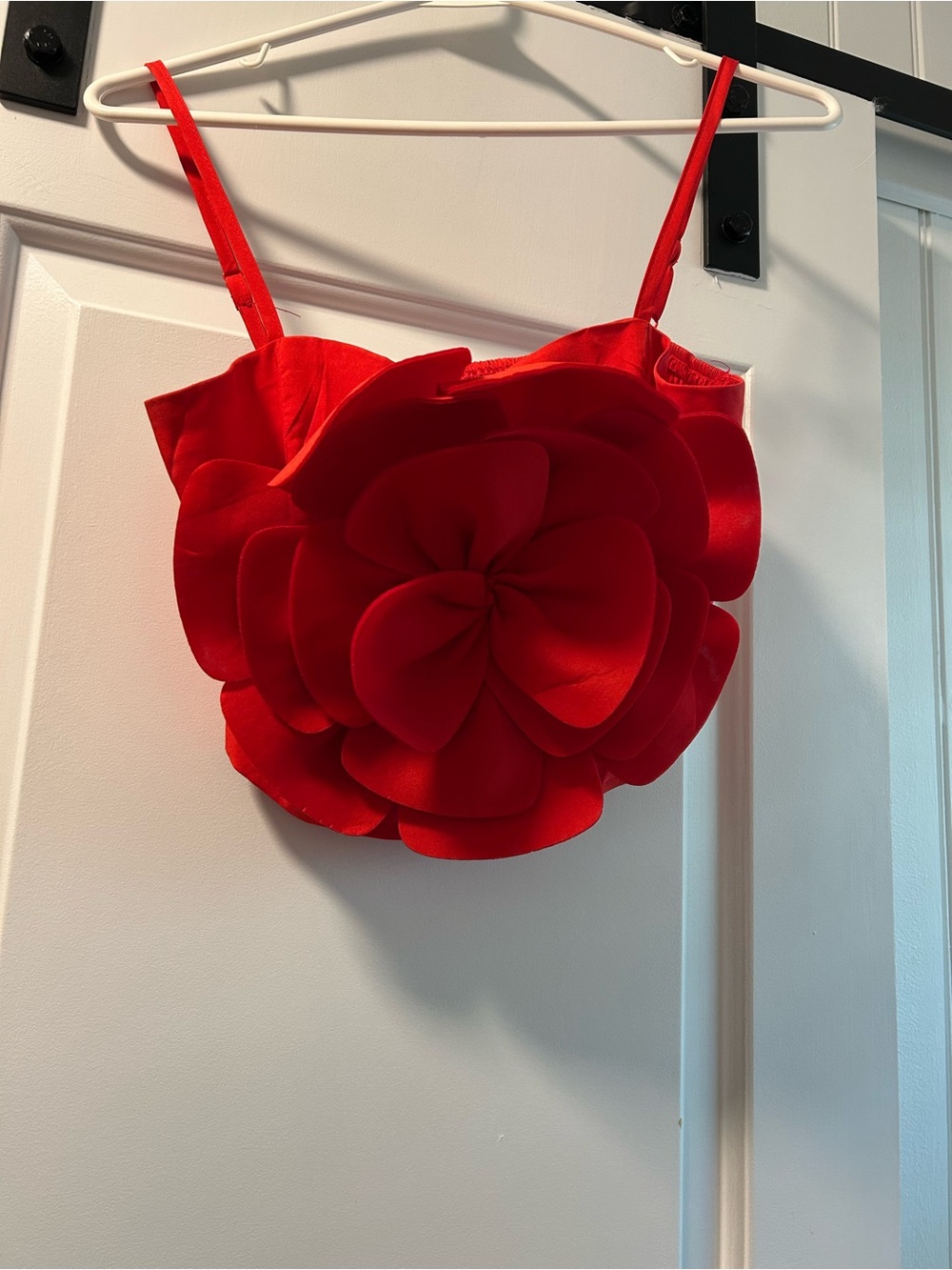Red Floral Appliqué Women’s Crop Top